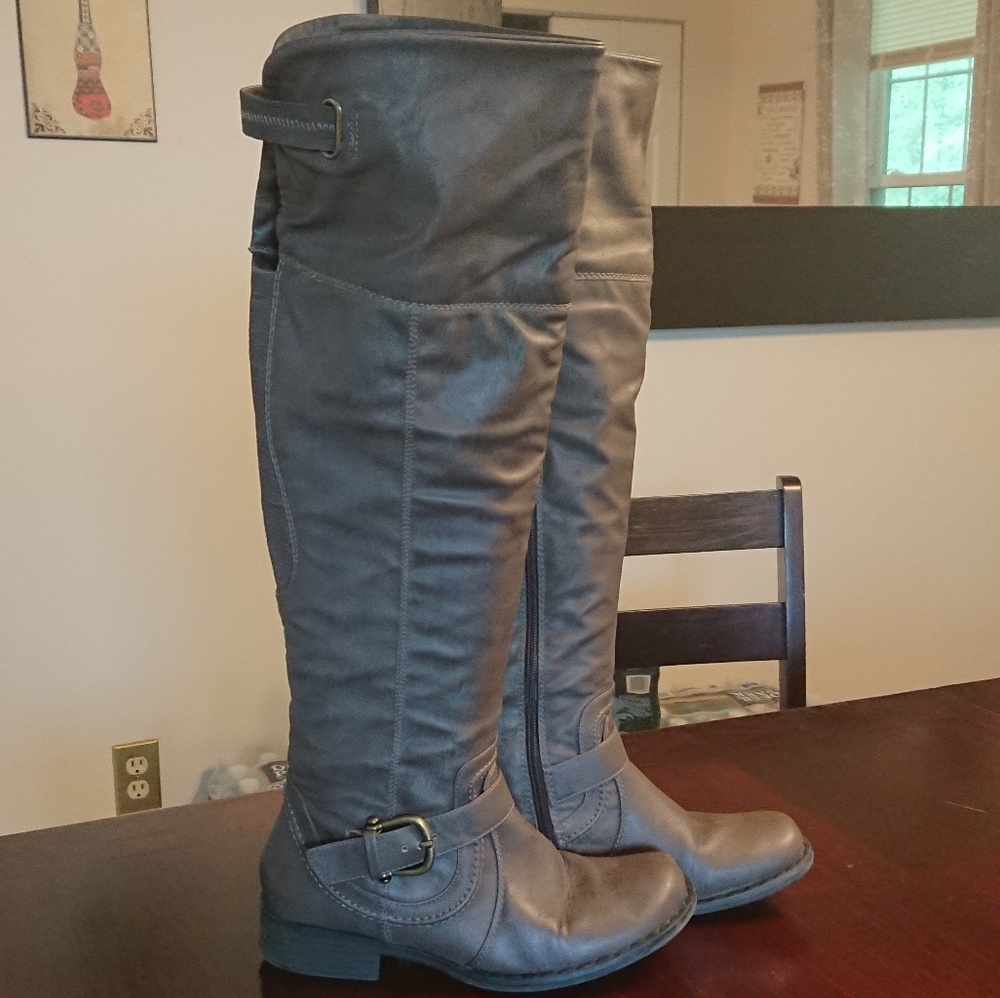 Bare Traps Taupe Over the Knee Boots